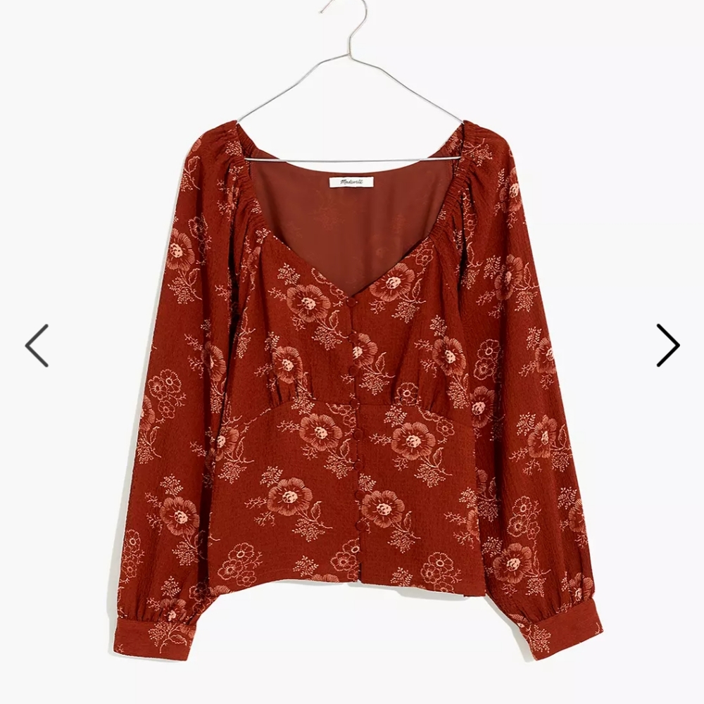 Madewell Preston Puff Sleeve Top in Letterpress Floral